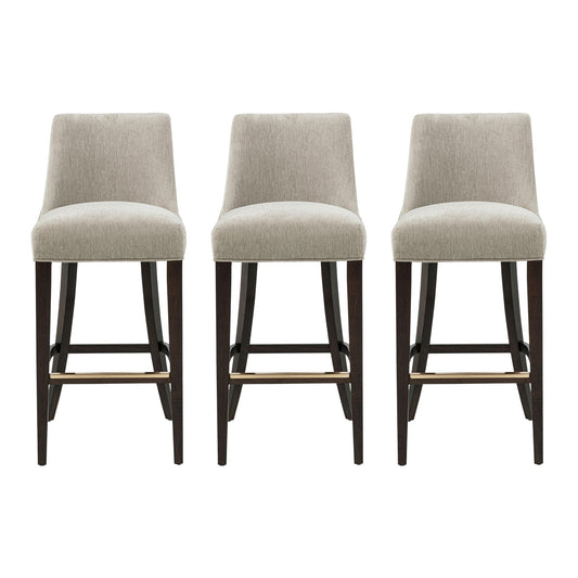Beever Modern Wood Upholstered Chenille Barstool in Taupe - Set of 3 3-BS027-TP
