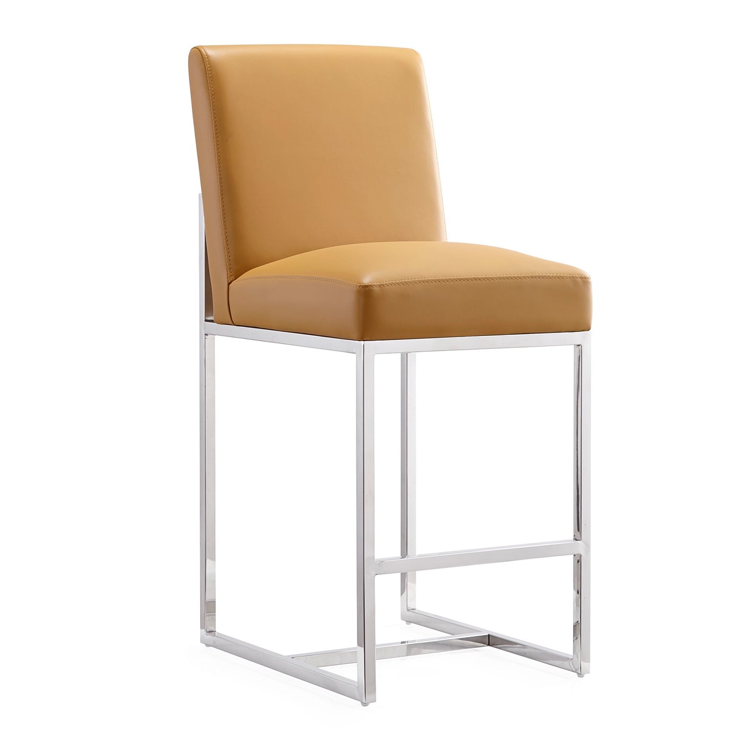 Manhattan Comfort Element 37.2 in. Camel and Polished Chrome Stainless Steel Counter Height Bar Stool (Set of 3) 3-CS003-CL