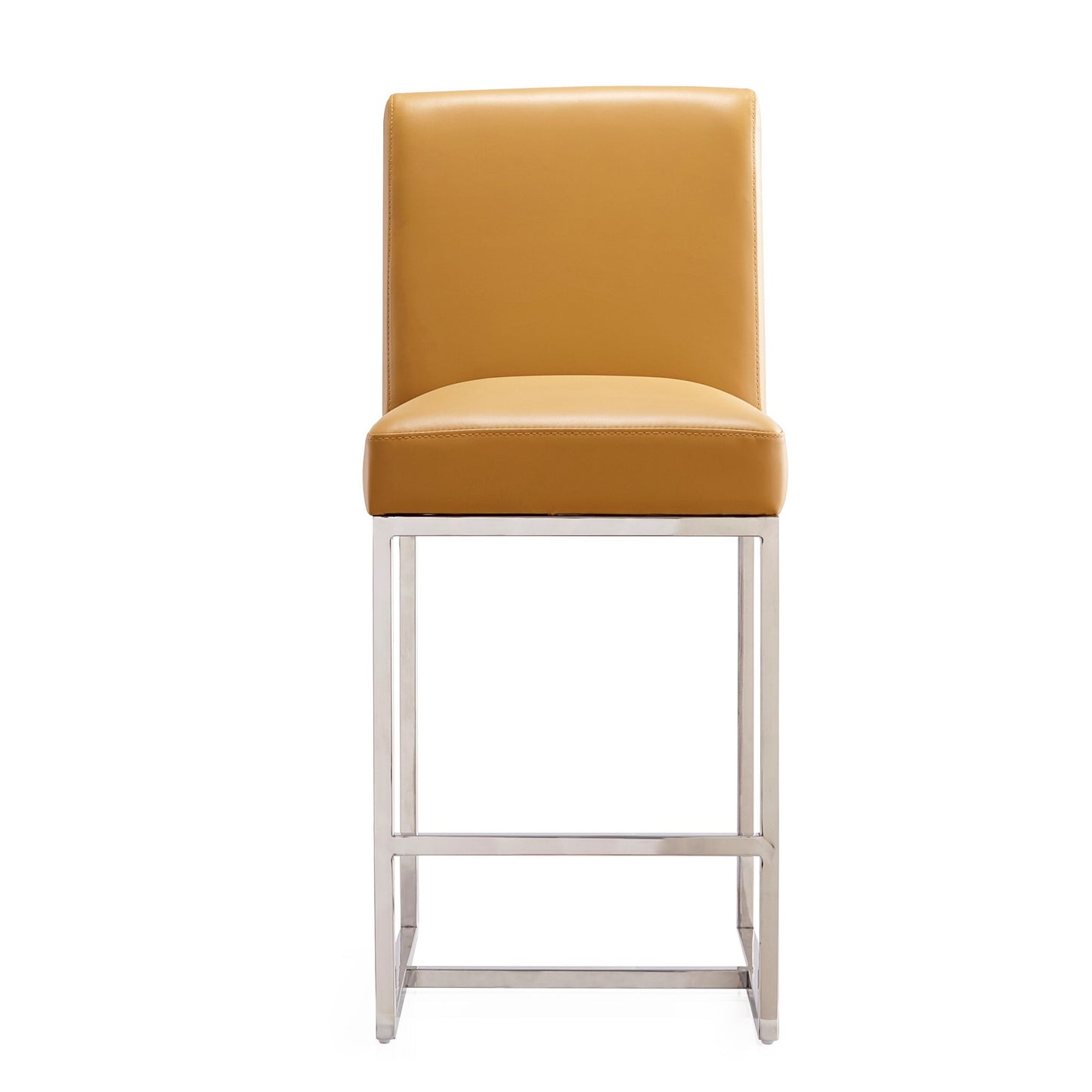 Manhattan Comfort Element 37.2 in. Camel and Polished Chrome Stainless Steel Counter Height Bar Stool (Set of 3) 3-CS003-CL