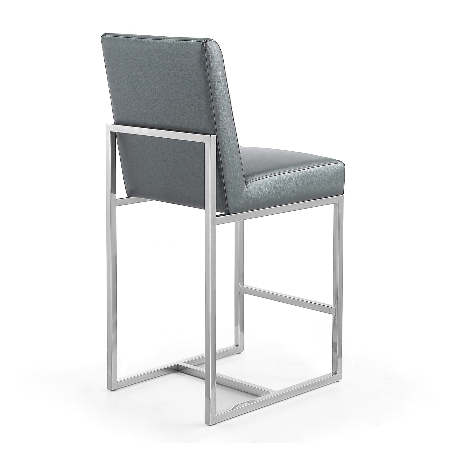 Manhattan Comfort Element 37.2 in. Graphite and Polished Chrome Stainless Steel Counter Height Bar Stool (Set of 3) 3-CS003-GP