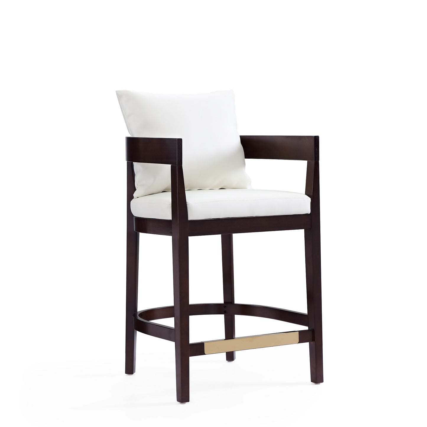 Manhattan Comfort Ritz 34 in. Ivory and Dark Walnut Beech Wood Counter Height Bar Stool (Set of 3) 3-CS006-IV