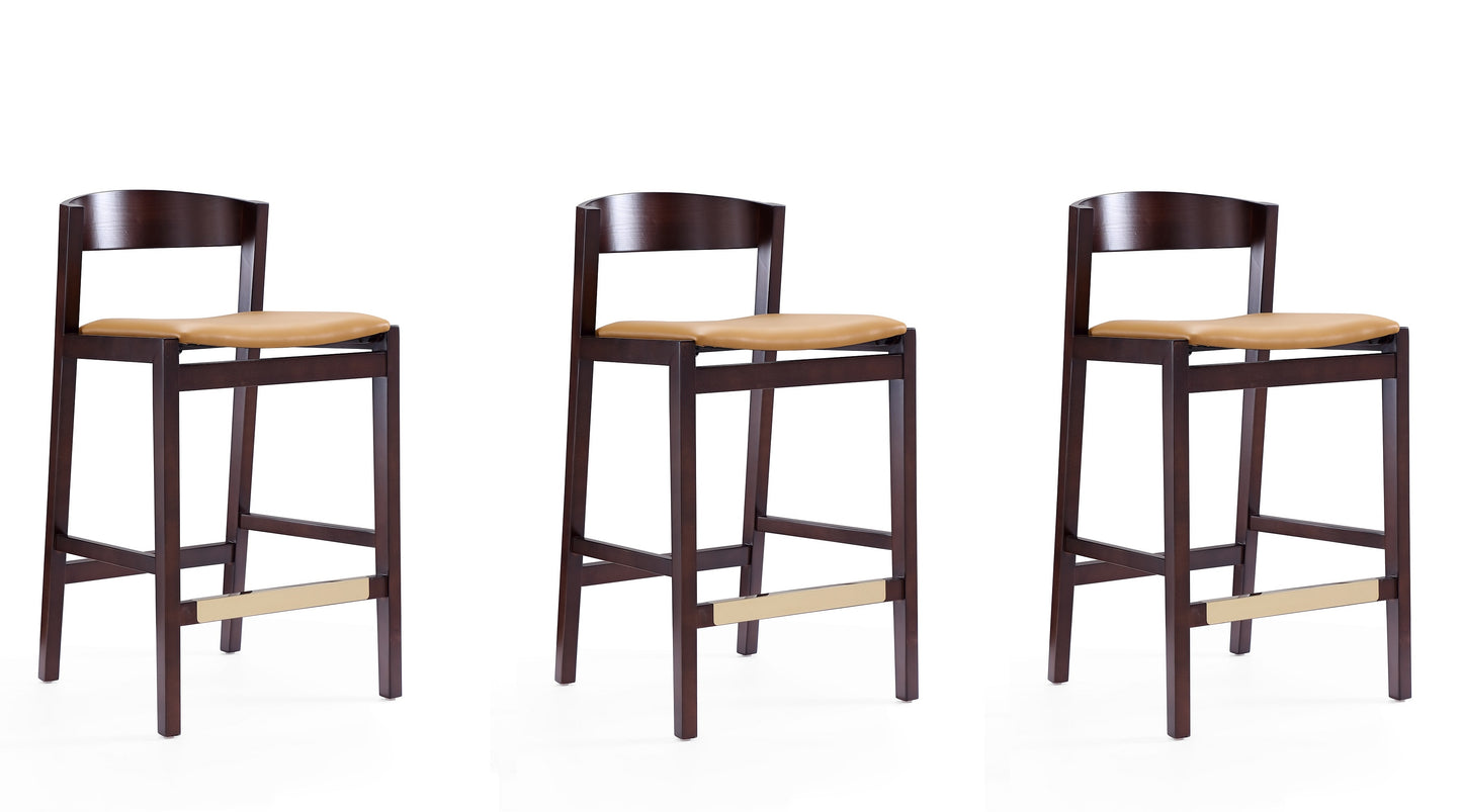 Manhattan Comfort Klismos 36.75 in. Dark Walnut Beech Wood Counter Height Bar Stool