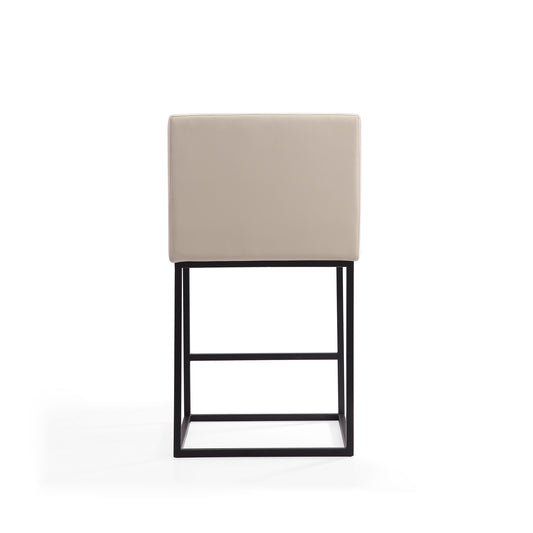 Manhattan Comfort Ambassador 38 in. Cream and Black Metal Counter Height Bar Stool (Set of 3) 3-CS010-CR