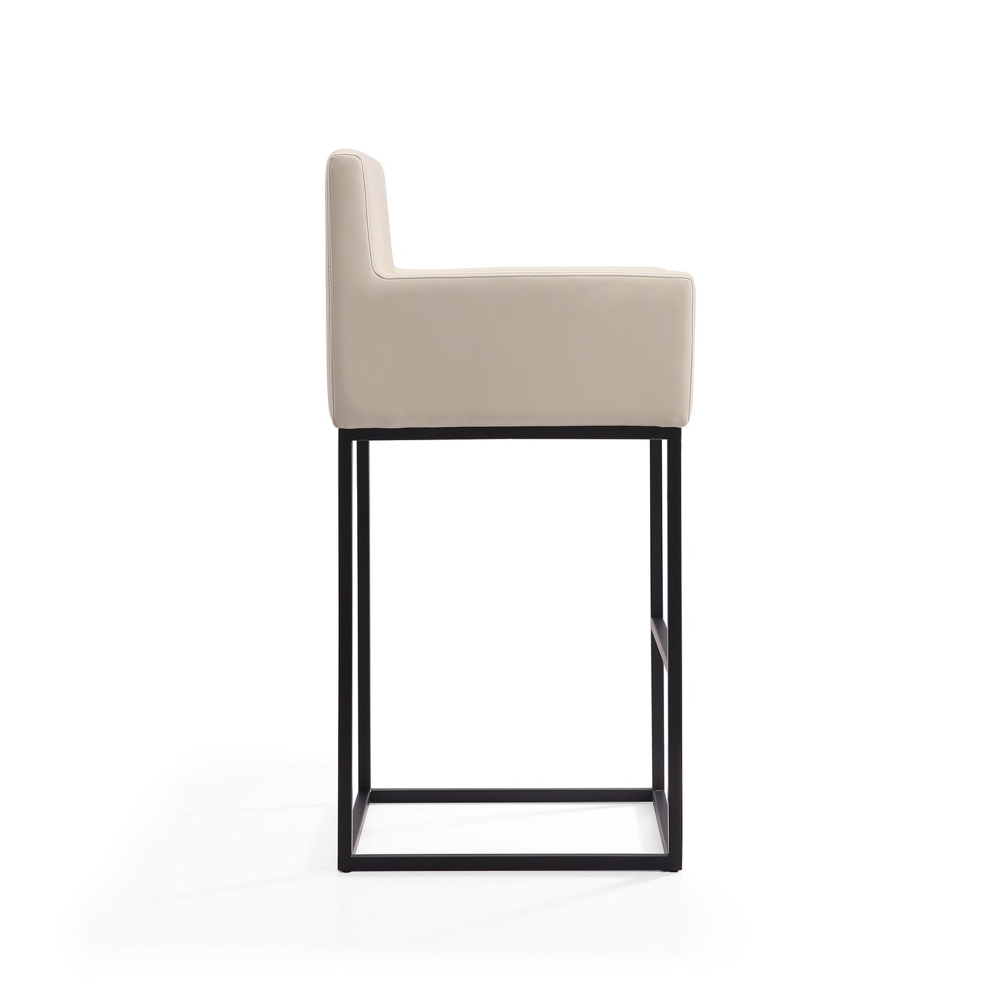 Manhattan Comfort Ambassador 38 in. Cream and Black Metal Counter Height Bar Stool (Set of 3) 3-CS010-CR