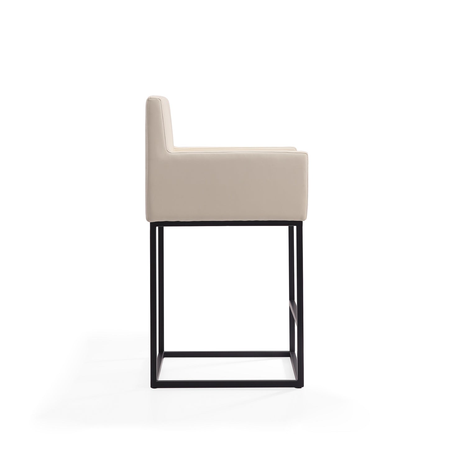 Manhattan Comfort Ambassador 38 in. Cream and Black Metal Counter Height Bar Stool (Set of 3) 3-CS010-CR