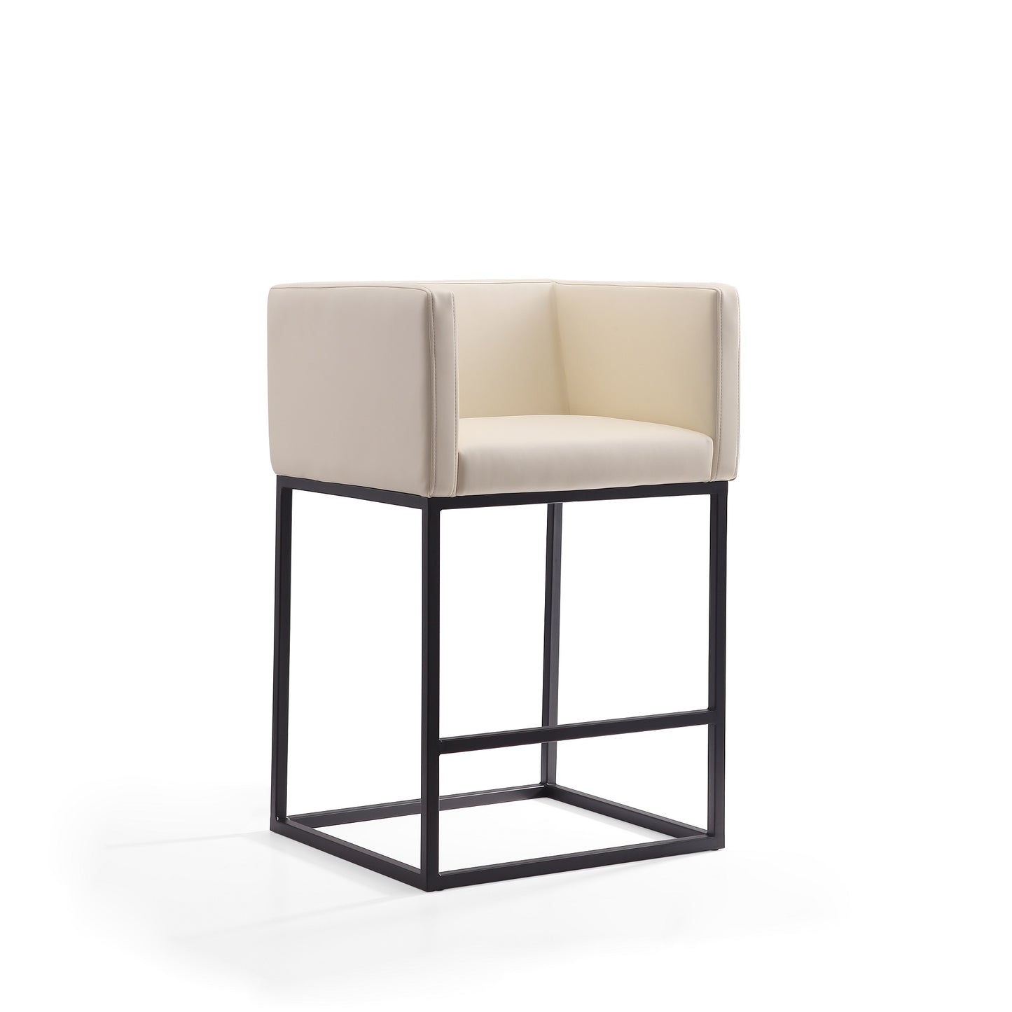Manhattan Comfort Embassy 34 in. Cream and Black Metal Counter Height Bar Stool (Set of 3) 3-CS011-CR