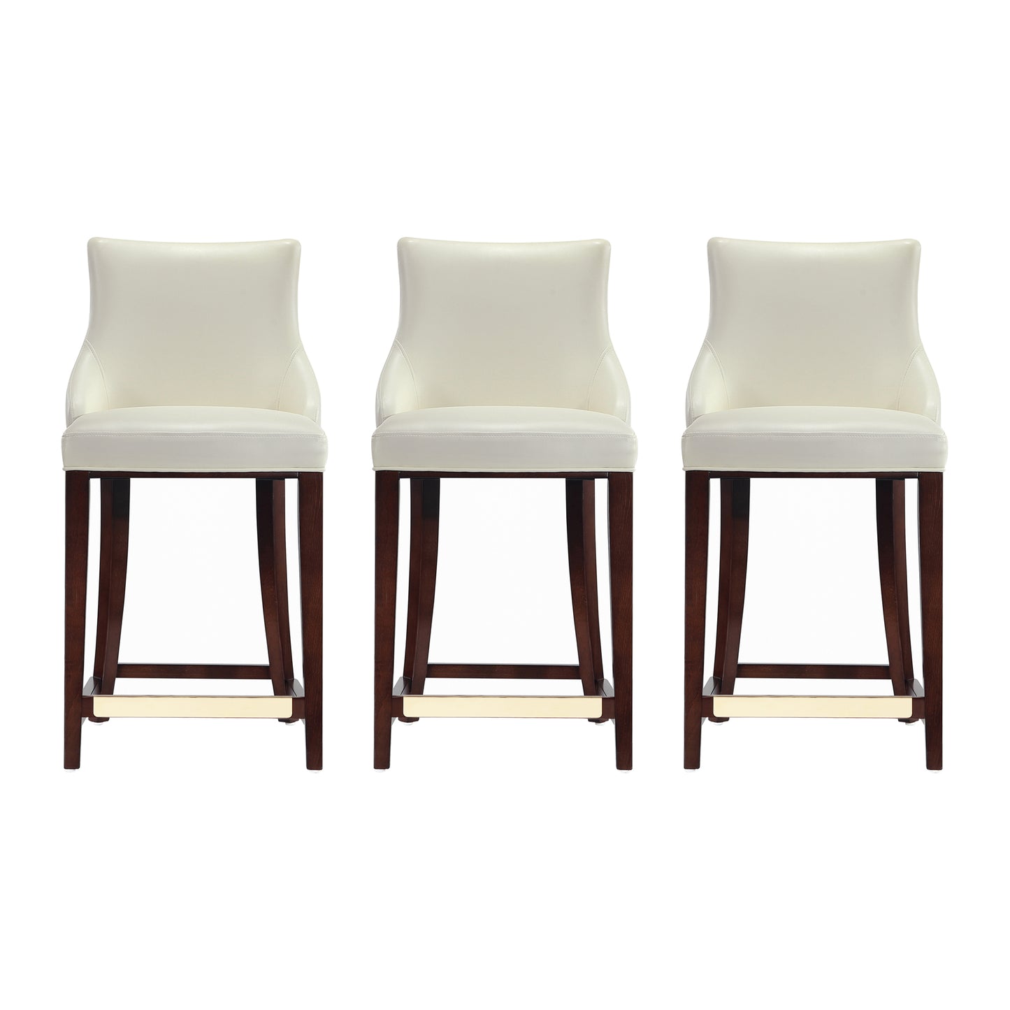 Shubert Modern Wood Upholstered Counter Stool in Ivory - Set of 3 3-CS016-IV