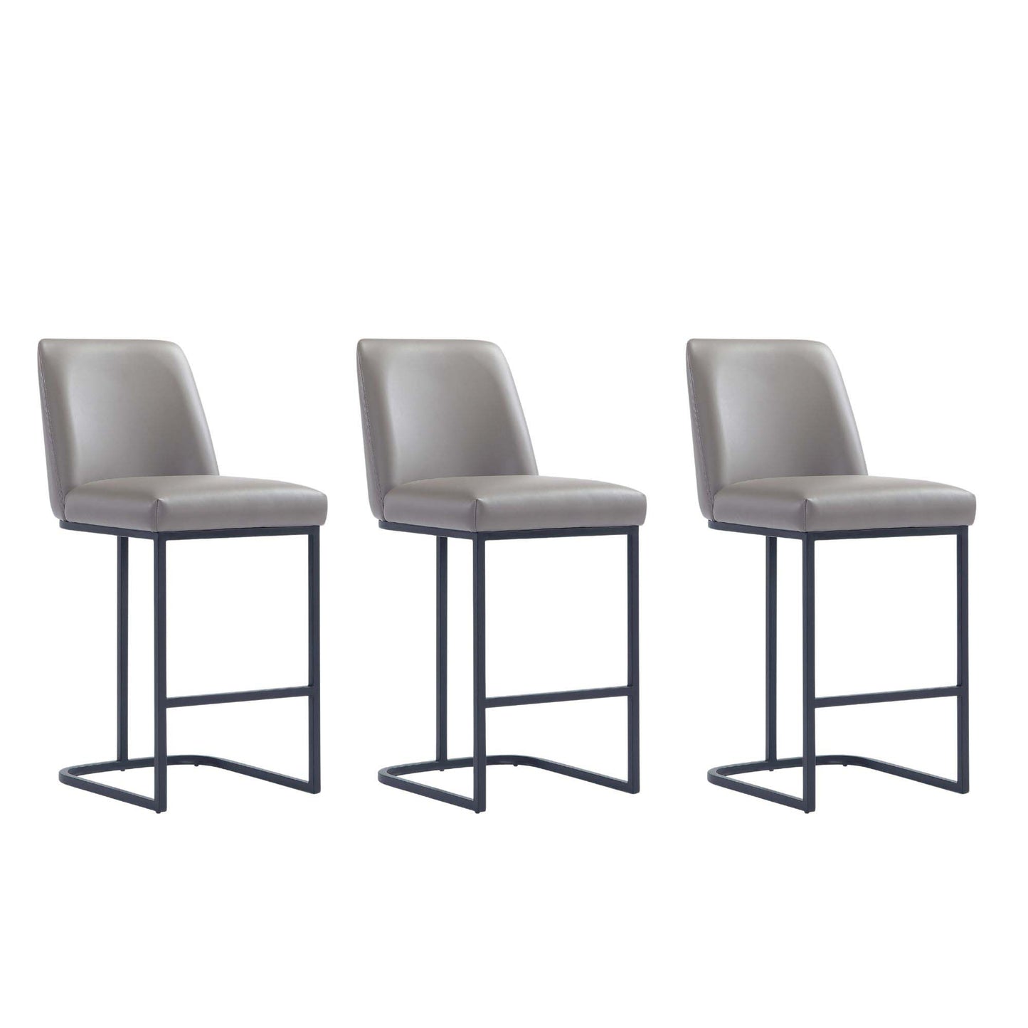Manhattan Comfort Serena Modern Leatherette Upholstered Counter Stool in Grey - Set of 3 3-CS017-GY