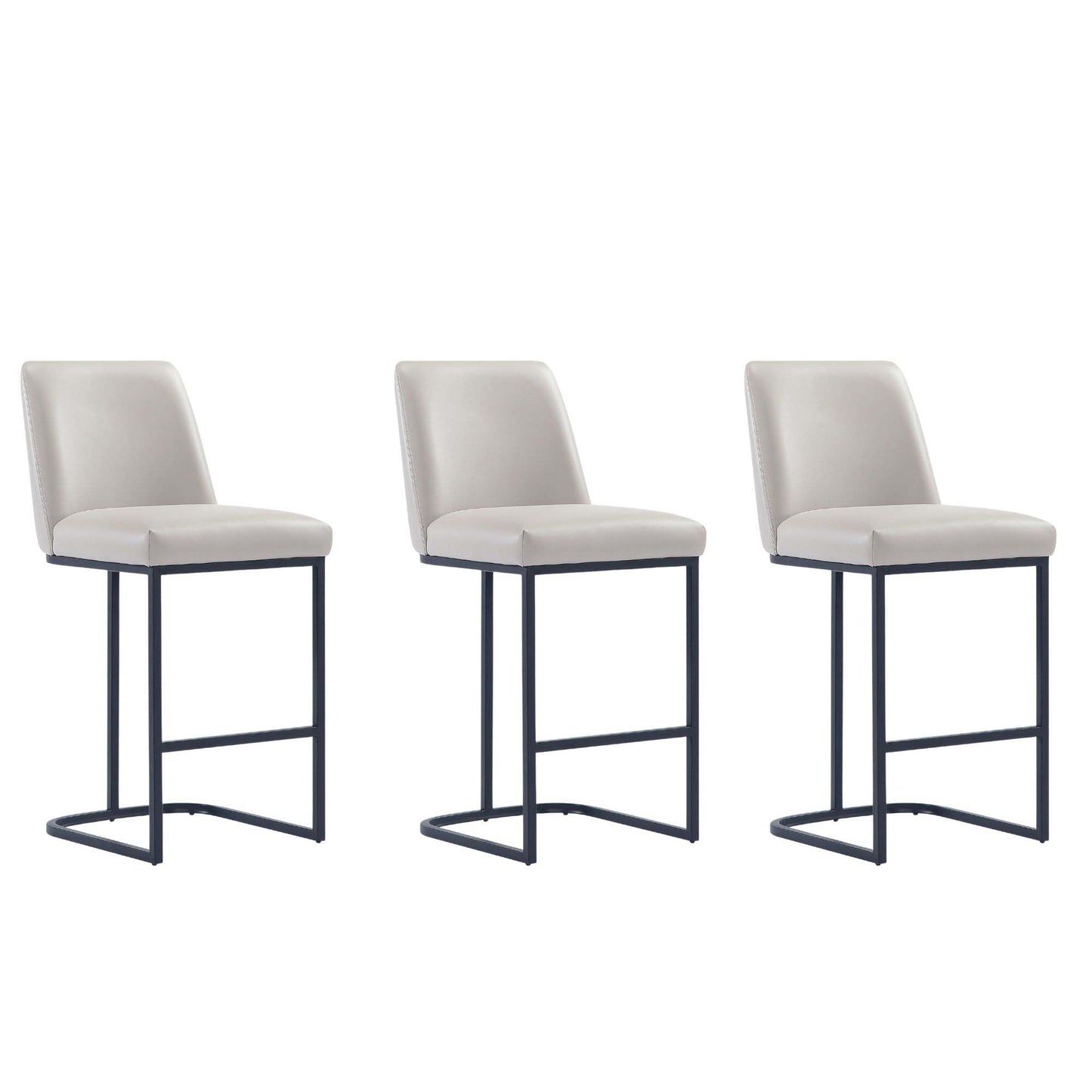 Serena Modern Metal Upholstered Counter Stool in Light Gray - Set of 3 3-CS017-LG