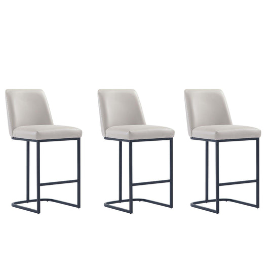 Serena Modern Metal Upholstered Counter Stool in Light Gray - Set of 3 3-CS017-LG