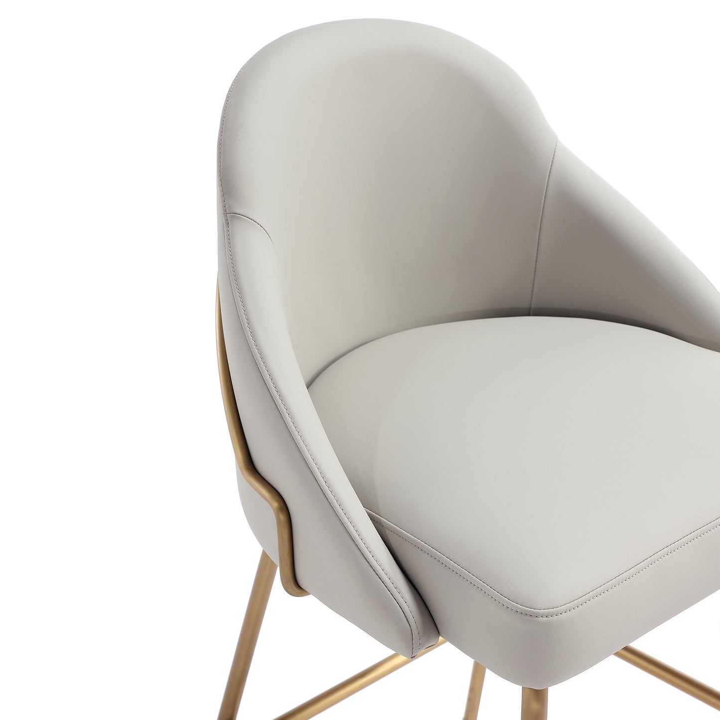 Gracie Modern Metal Upholstered Counter Stool in Stone Gray and Gold - Set of 3 3-CS019-GST