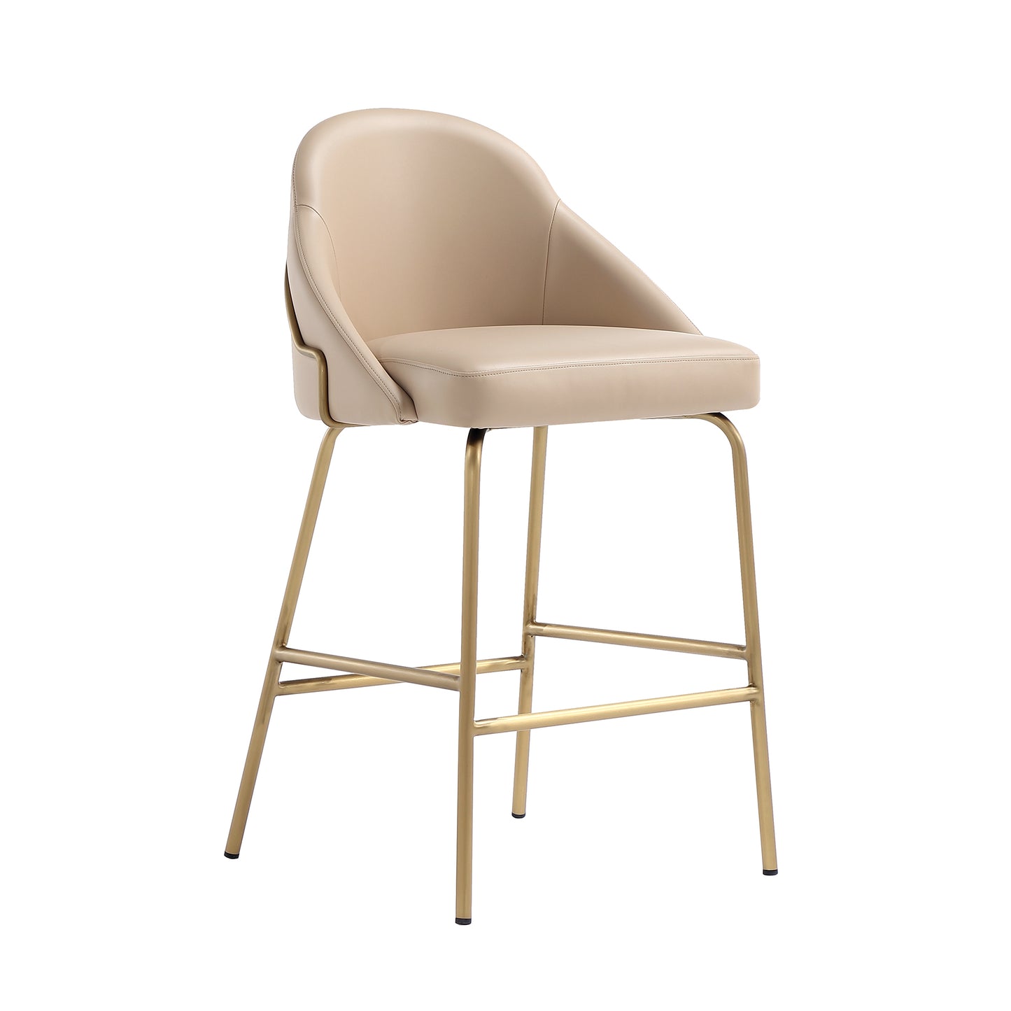 Gracie Modern Metal Upholstered Counter Stool in Tan and Gold - Set of 3 3-CS019-GTN