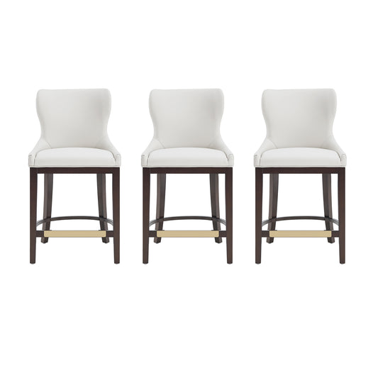 Blair Modern Wood Upholstered Counter Stool in White - Set of 3 3-CS020-WH