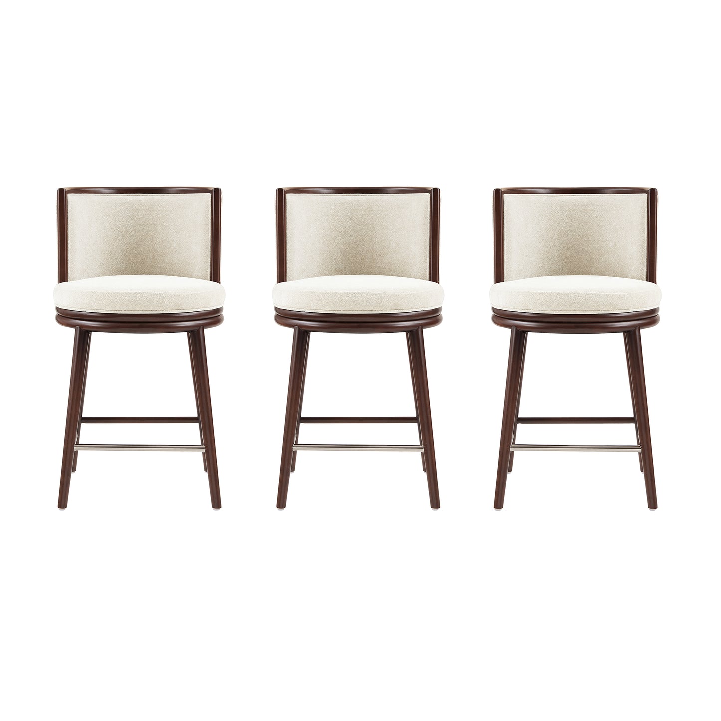 Evalyn Modern Wood Upholstered Counter Stool in Cream - Set of 3 3-CS021-CR