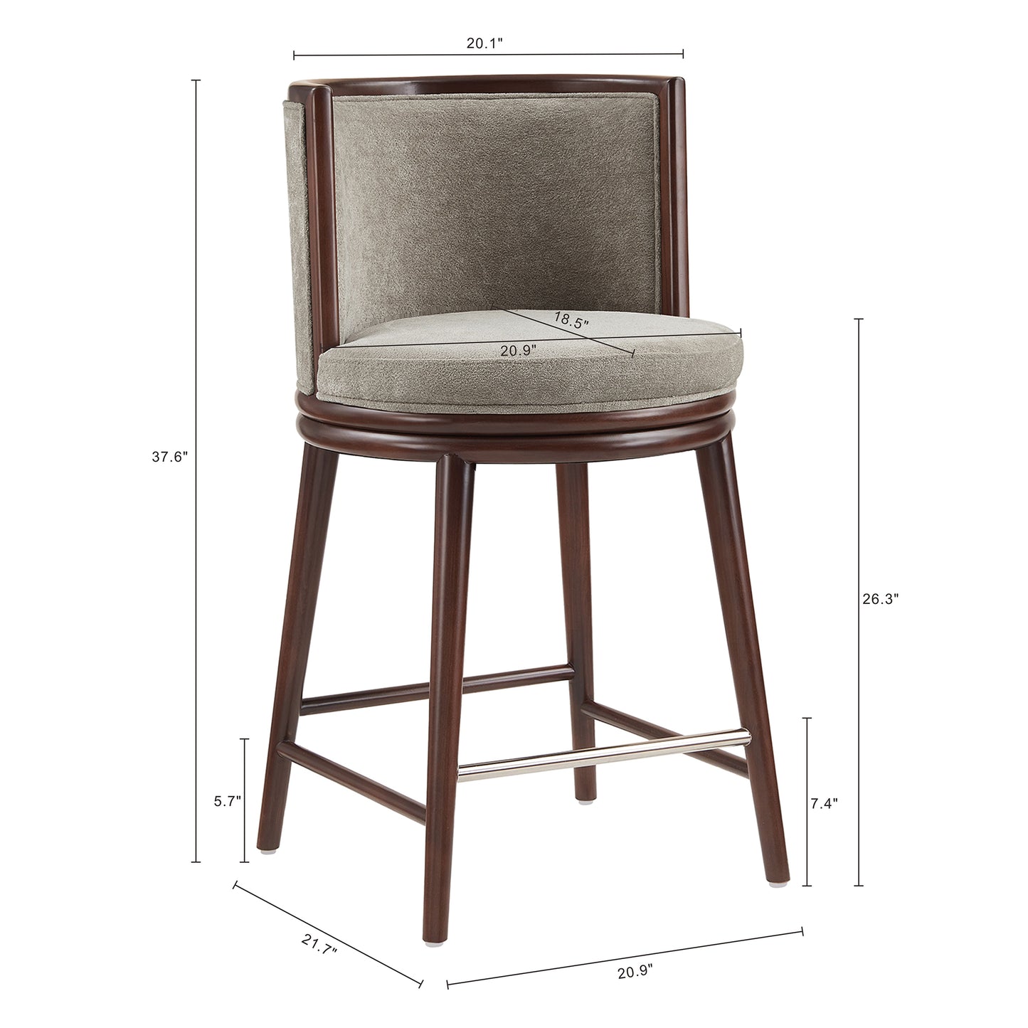 Evalyn Modern Wood Upholstered Counter Stool in Dove - Set of 3 3-CS021-DO