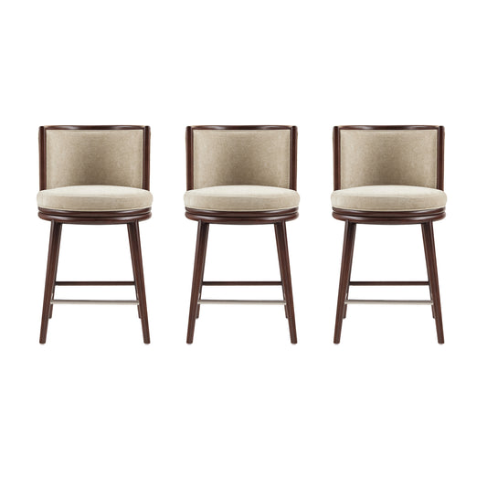 Evalyn Modern Wood Upholstered Counter Stool in Natural - Set of 3 3-CS021-NA