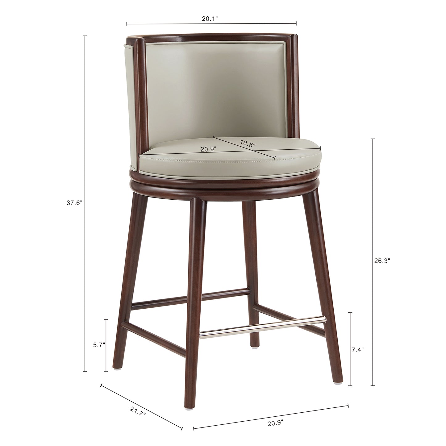 Evalyn Modern Wood Upholstered Counter Stool in Stone - Set of 3 3-CS021-ST