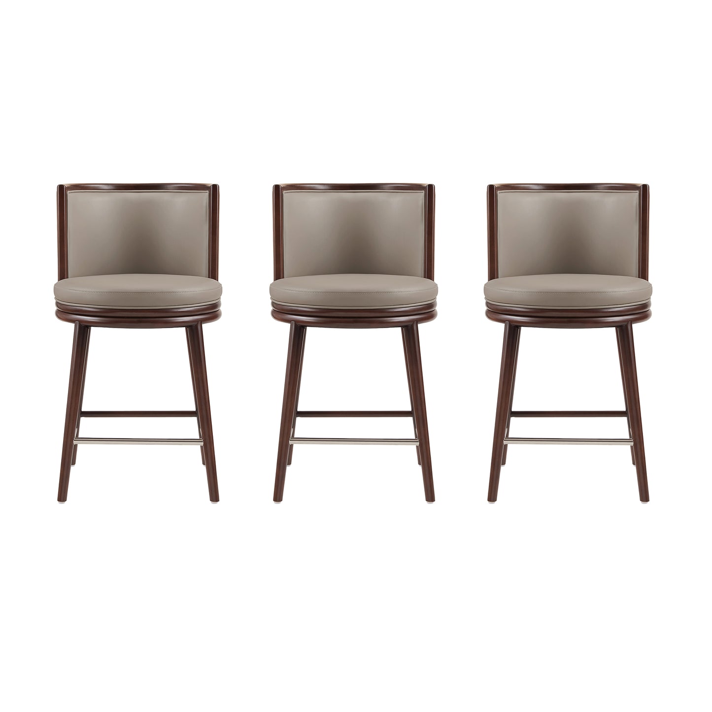 Evalyn Modern Wood Upholstered Counter Stool in Taupe - Set of 3 3-CS021-TP