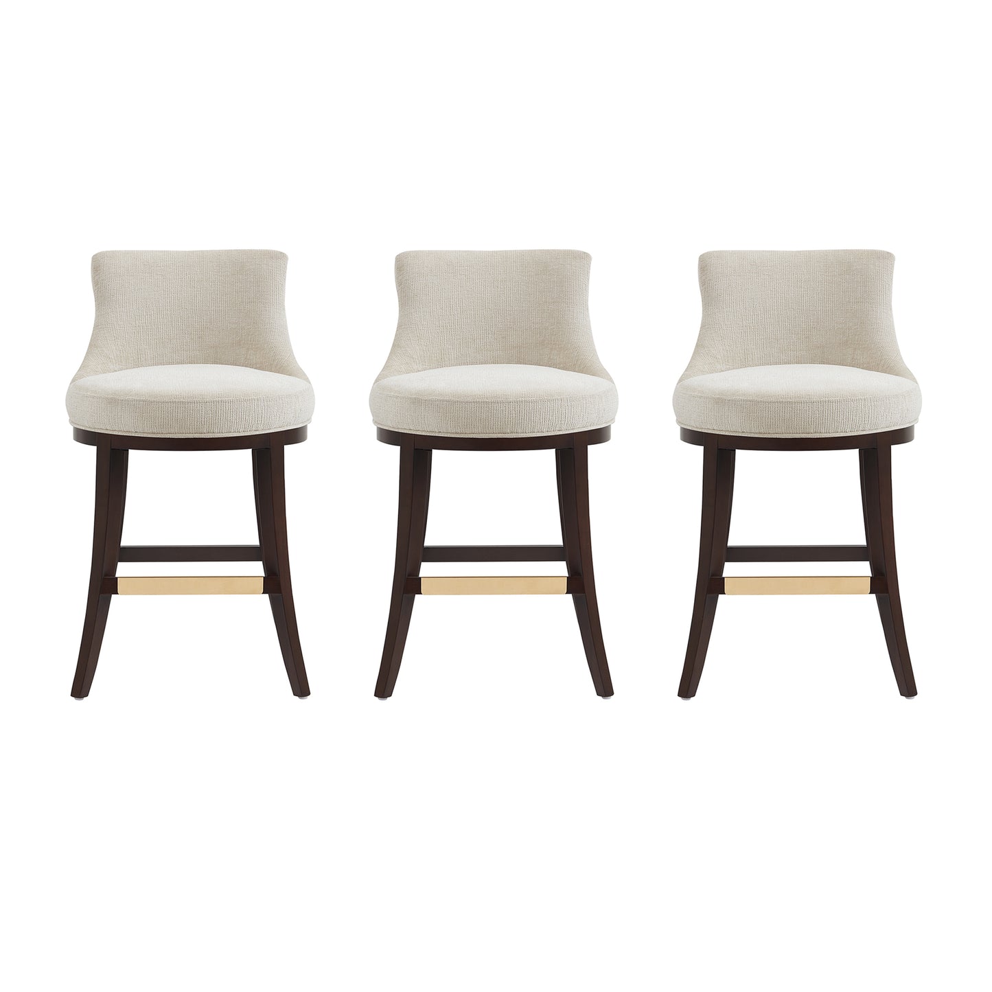 Lucia Modern Wood Chenille Counter Stool in Natural - Set of 3 3-CS022-NA