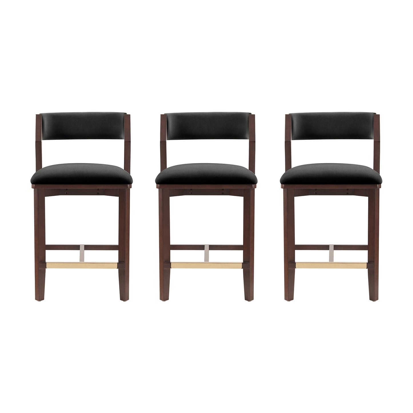 Patricia Modern Wood Upholstered Counter Stool in Black - Set of 3 3-CS023-BK
