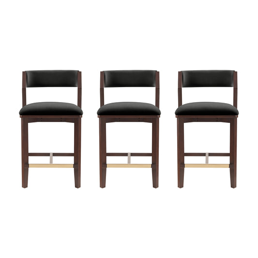 Patricia Modern Wood Upholstered Counter Stool in Black - Set of 3 3-CS023-BK