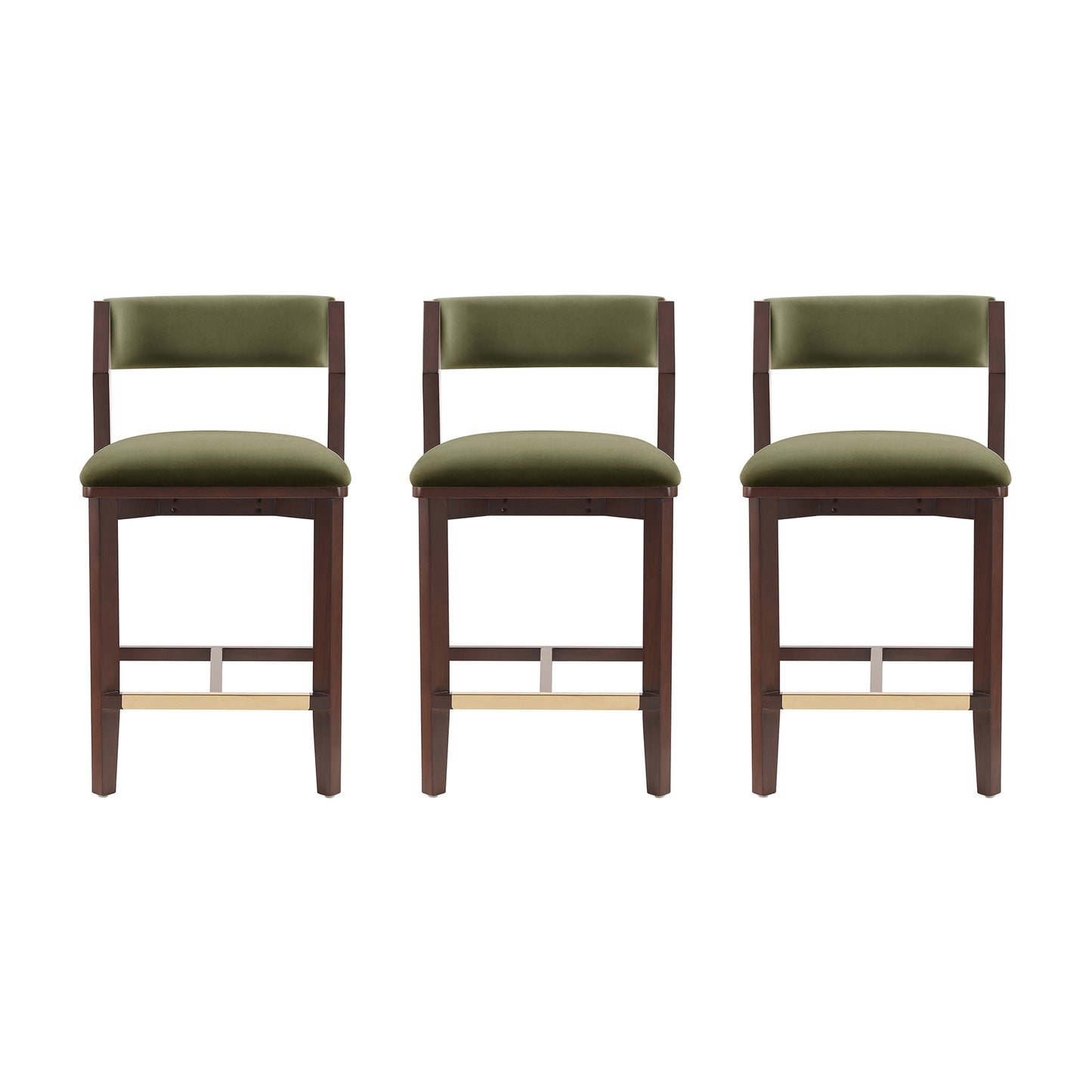 Patricia Modern Wood Upholstered Counter Stool in Turtle Green - Set of 3 3-CS023-GR