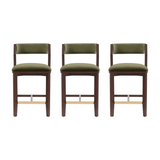 Patricia Modern Wood Upholstered Counter Stool in Turtle Green - Set of 3 3-CS023-GR