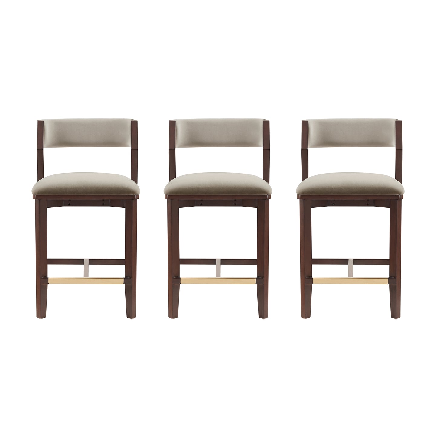 Patricia Modern Wood Upholstered Counter Stool in Linen - Set of 3 3-CS023-LN