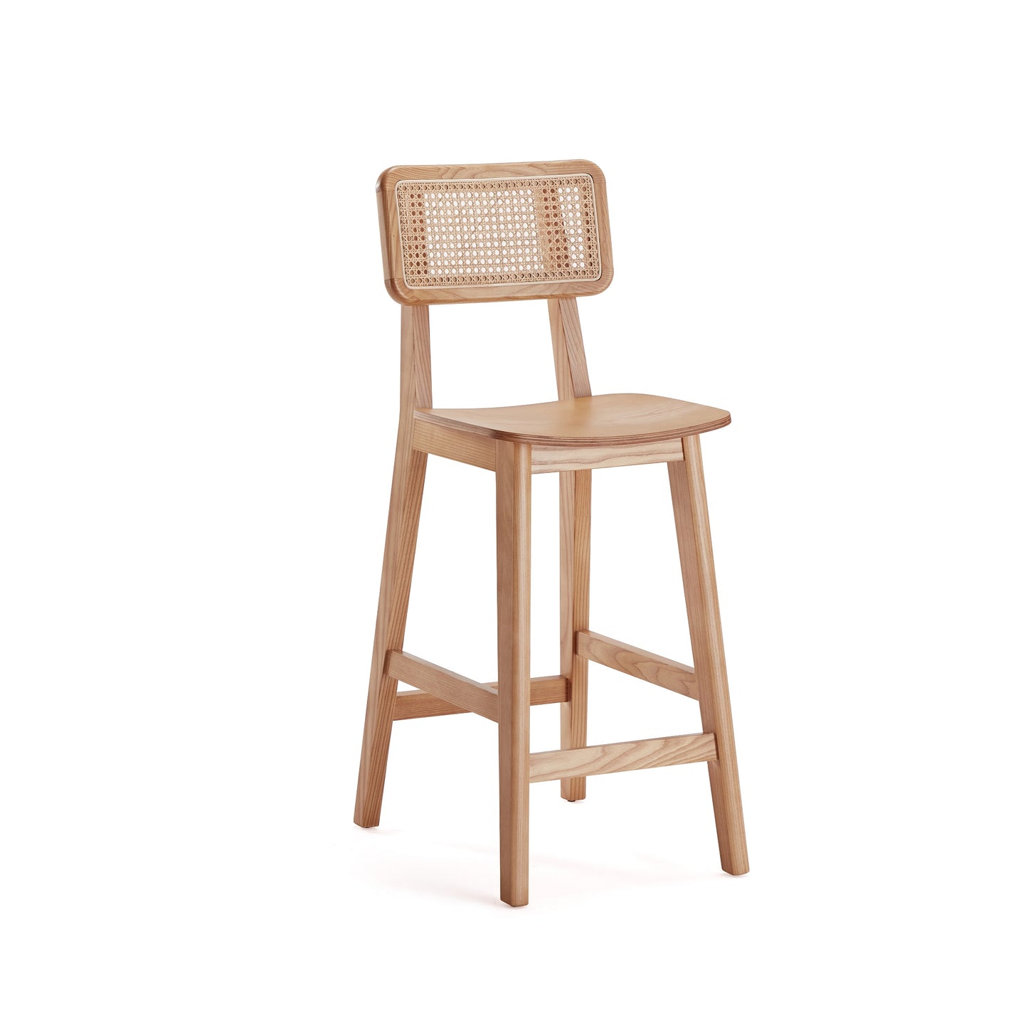 Versailles Industry Chic Cane Back Wood Counter Stool in Natural - Set of 3 3-CSCA01-NA