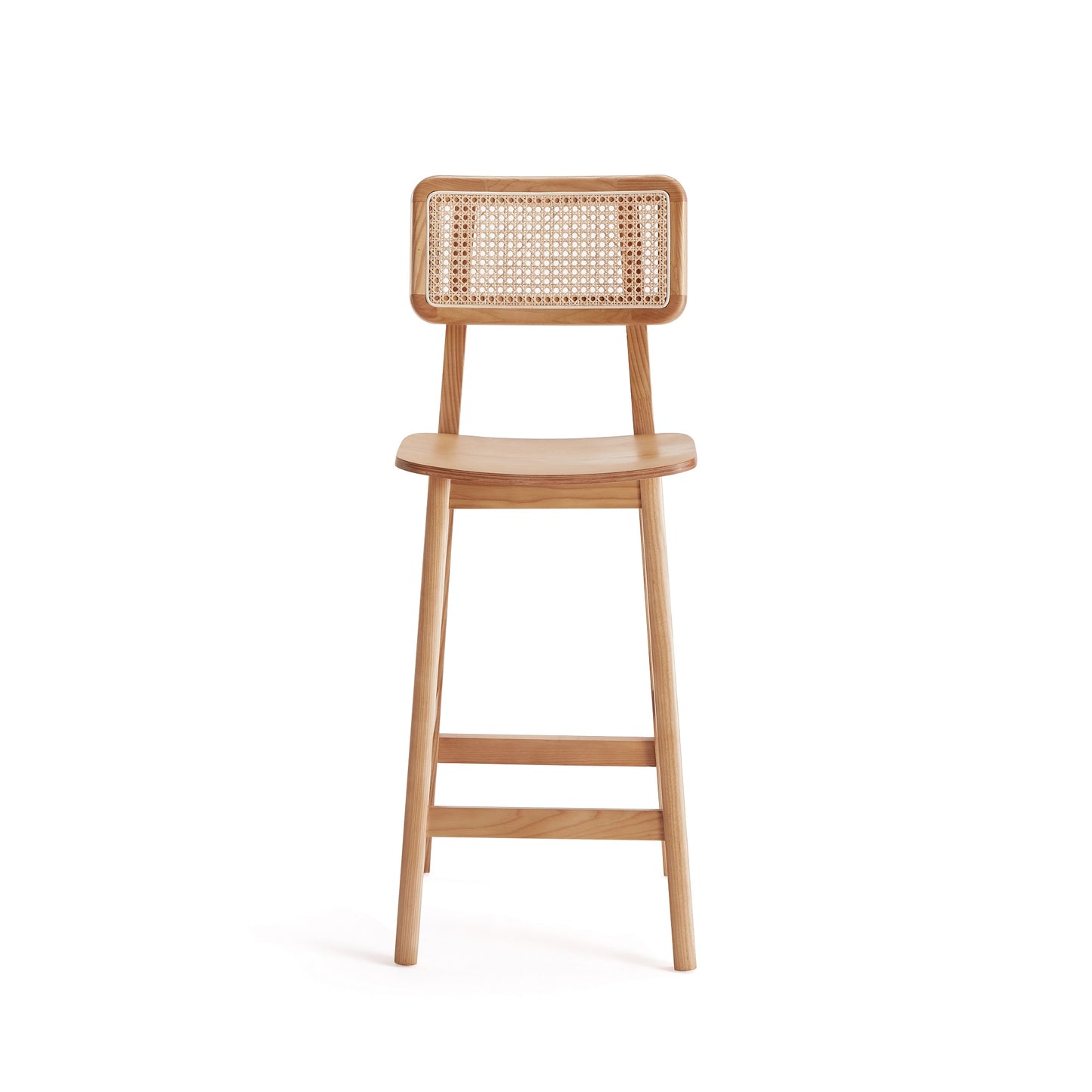 Versailles Industry Chic Cane Back Wood Counter Stool in Natural - Set of 3 3-CSCA01-NA
