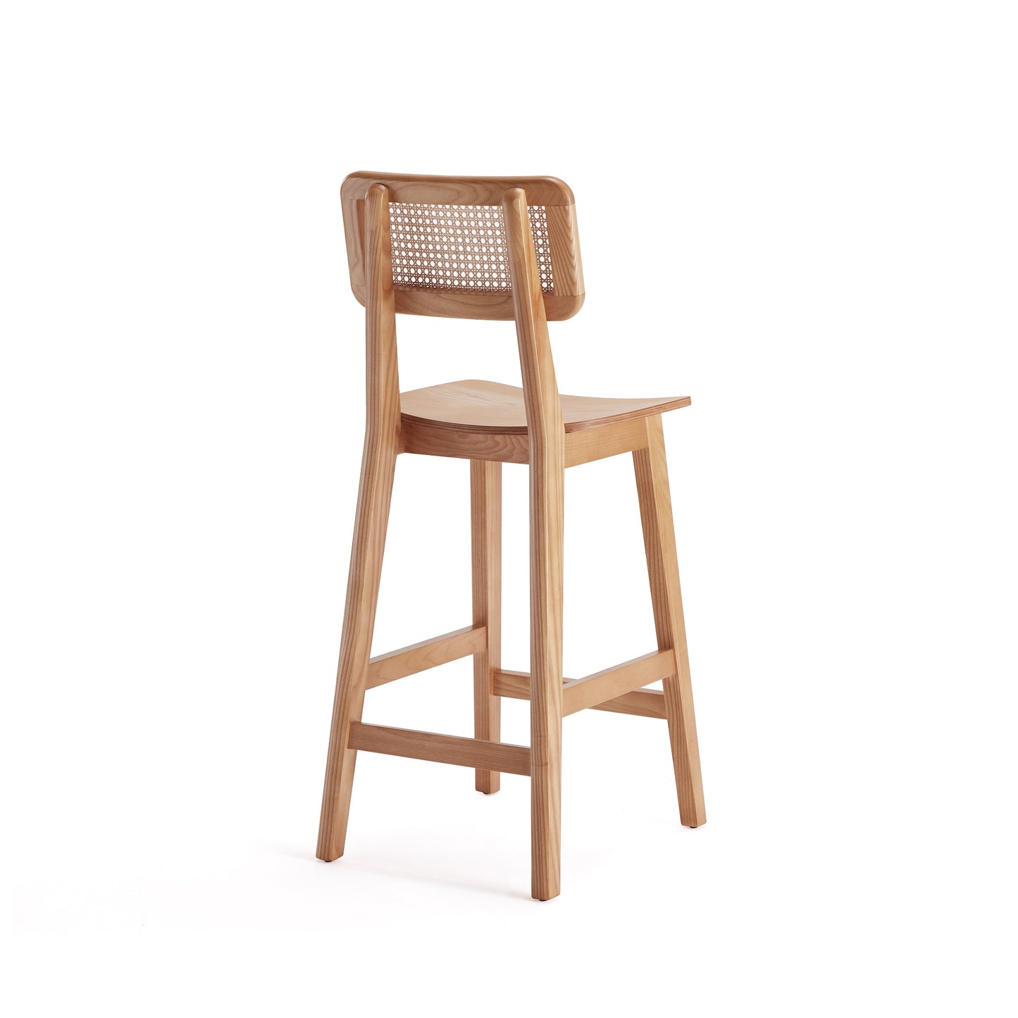 Versailles Industry Chic Cane Back Wood Counter Stool in Natural - Set of 3 3-CSCA01-NA
