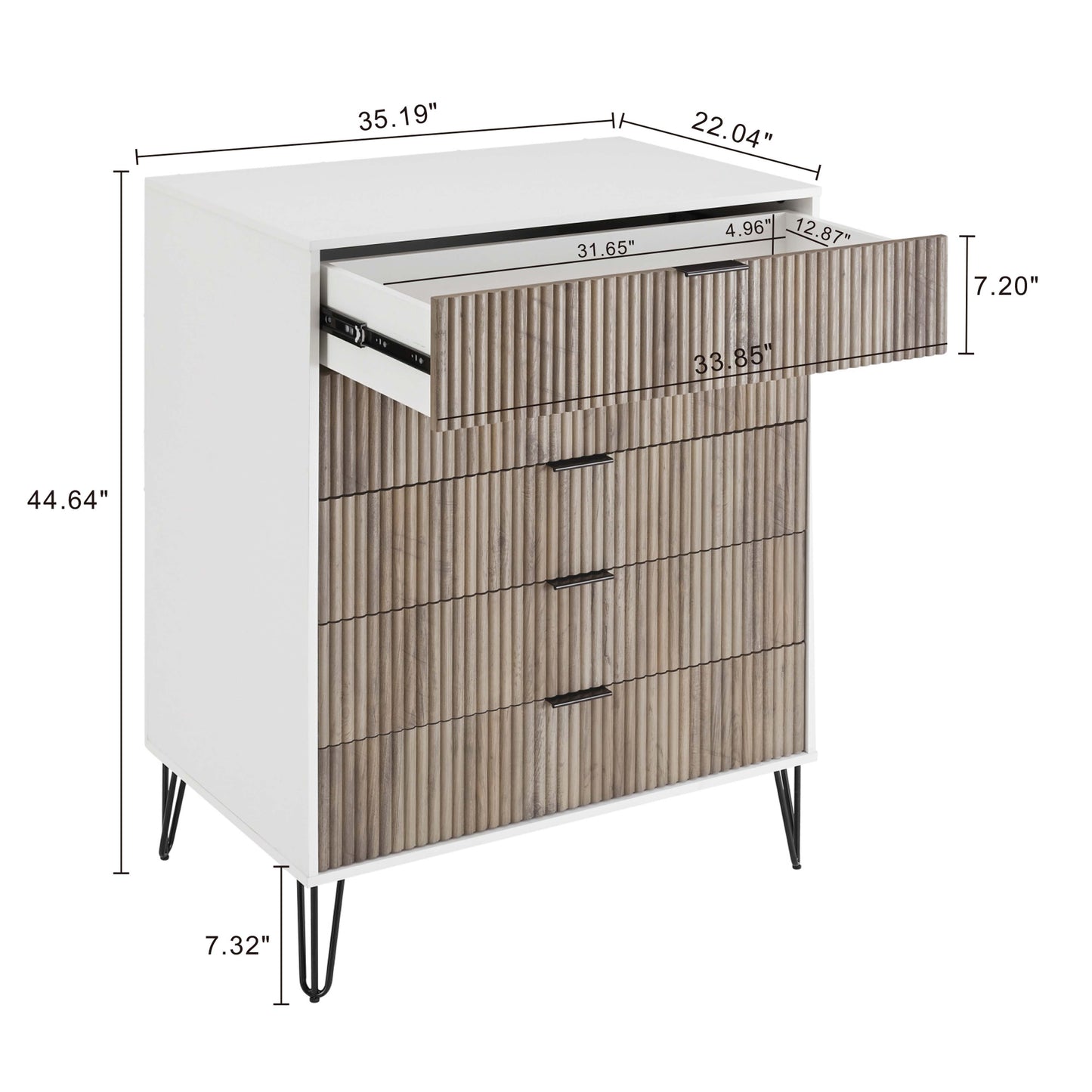 Manhattan Comfort3-Piece DUMBO Modern 5-Drawer Tall Dresser, DUMBO Modern 10-Drawer Double Tall Dresser, and DUMBO Modern Nightstand 2.0 in White and Grey 3-DB08-WG