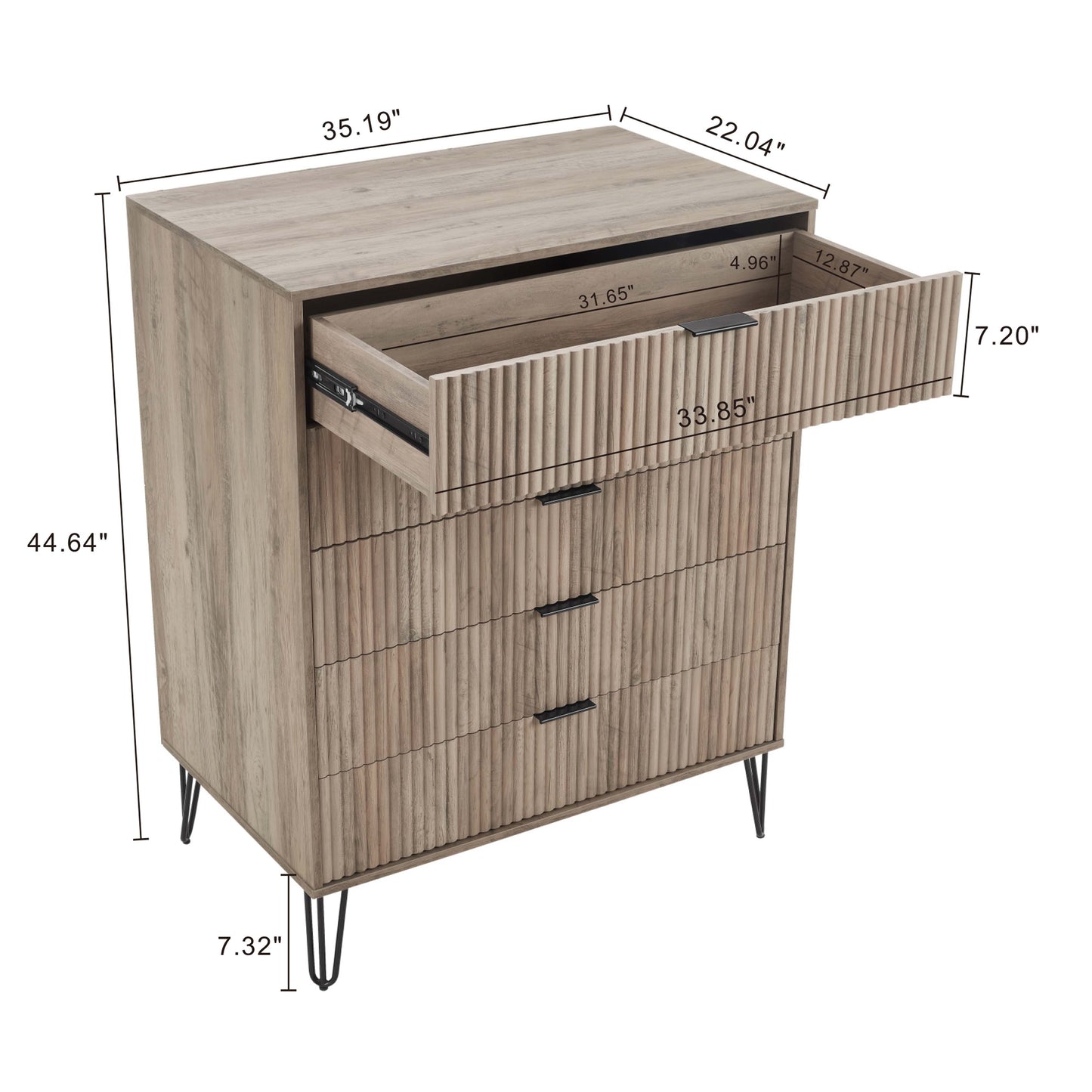 Manhattan Comfort3-Piece DUMBO Modern 5-Drawer Tall Dresser, DUMBO Modern 3-Drawer Standard Dresser, and DUMBO Modern Nightstand 2.0 in Rustic Grey 3-DB09-GY
