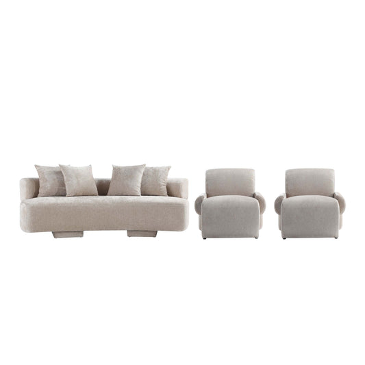 Verandah Mid-Century Modern 3-Piece Sofa Set in Beige 3-LSAC1769-BE