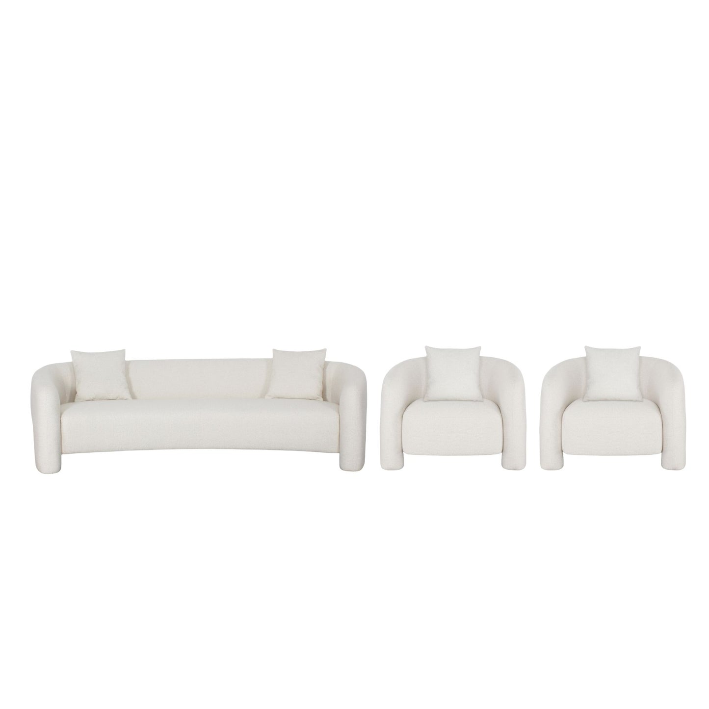 Sylvia Modern Glam 3-Piece Sofa Set in Ivory 3-SFAC1770-AN