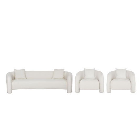 Sylvia Modern Glam 3-Piece Sofa Set in Ivory 3-SFAC1770-AN