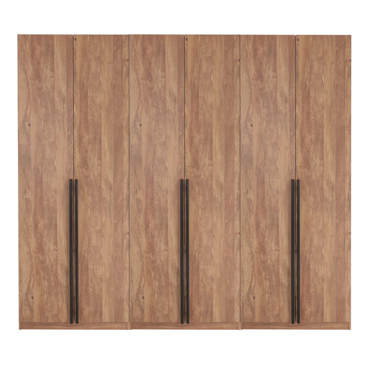 Manhattan Comfort Lee Modern Freestanding Wardrobe Closet 2.0 with 1 Hanging Rod, 1 Shelf, and 2 Drawers in Golden Brown- Set of 3 3-WC002-GB