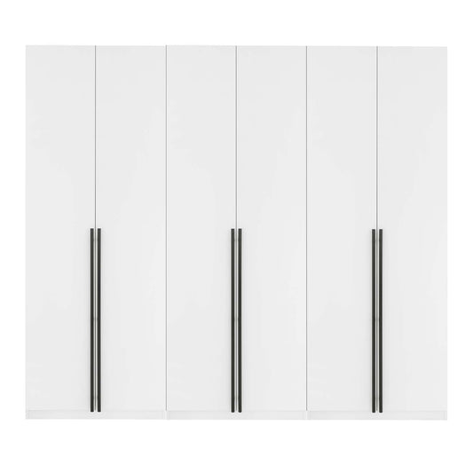 Manhattan Comfort Lee Modern Freestanding Wardrobe Closet 2.0 with 1 Hanging Rod, 1 Shelf, and 2 Drawers in White- Set of 3 3-WC002-WH