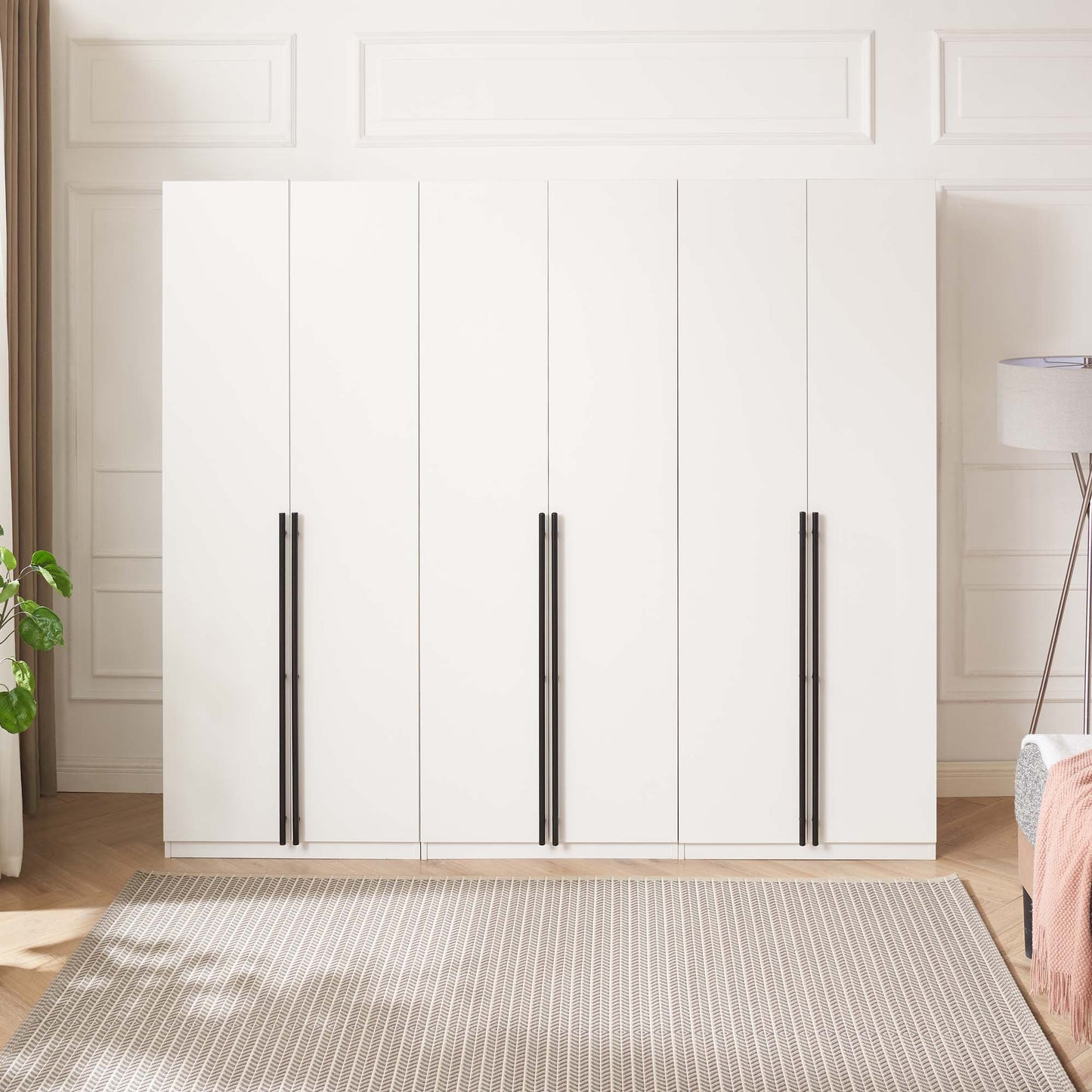 Manhattan Comfort Lee Modern Freestanding Wardrobe Closet 2.0 with 1 Hanging Rod, 1 Shelf, and 2 Drawers in White- Set of 3 3-WC002-WH