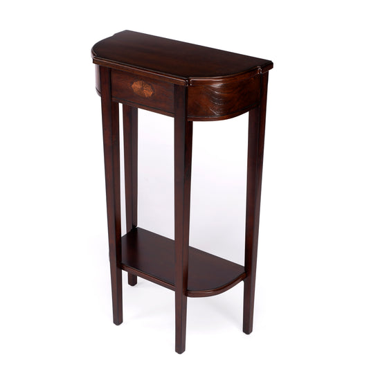 Butler Specialty Company Wendell 17.5 in. W Demilune Wood Console Table with Lower Open Shelf, Dark Brown