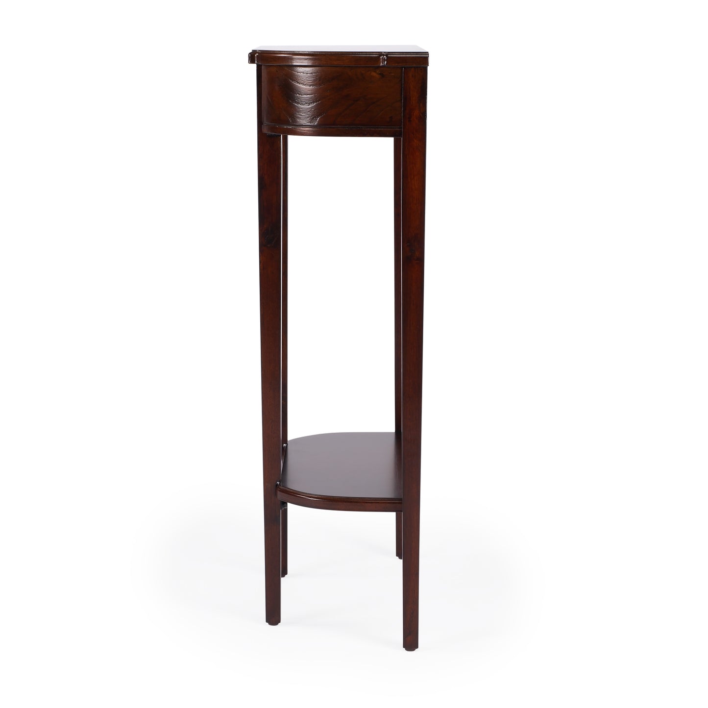 Butler Specialty Company Wendell 17.5 in. W Demilune Wood Console Table with Lower Open Shelf, Dark Brown