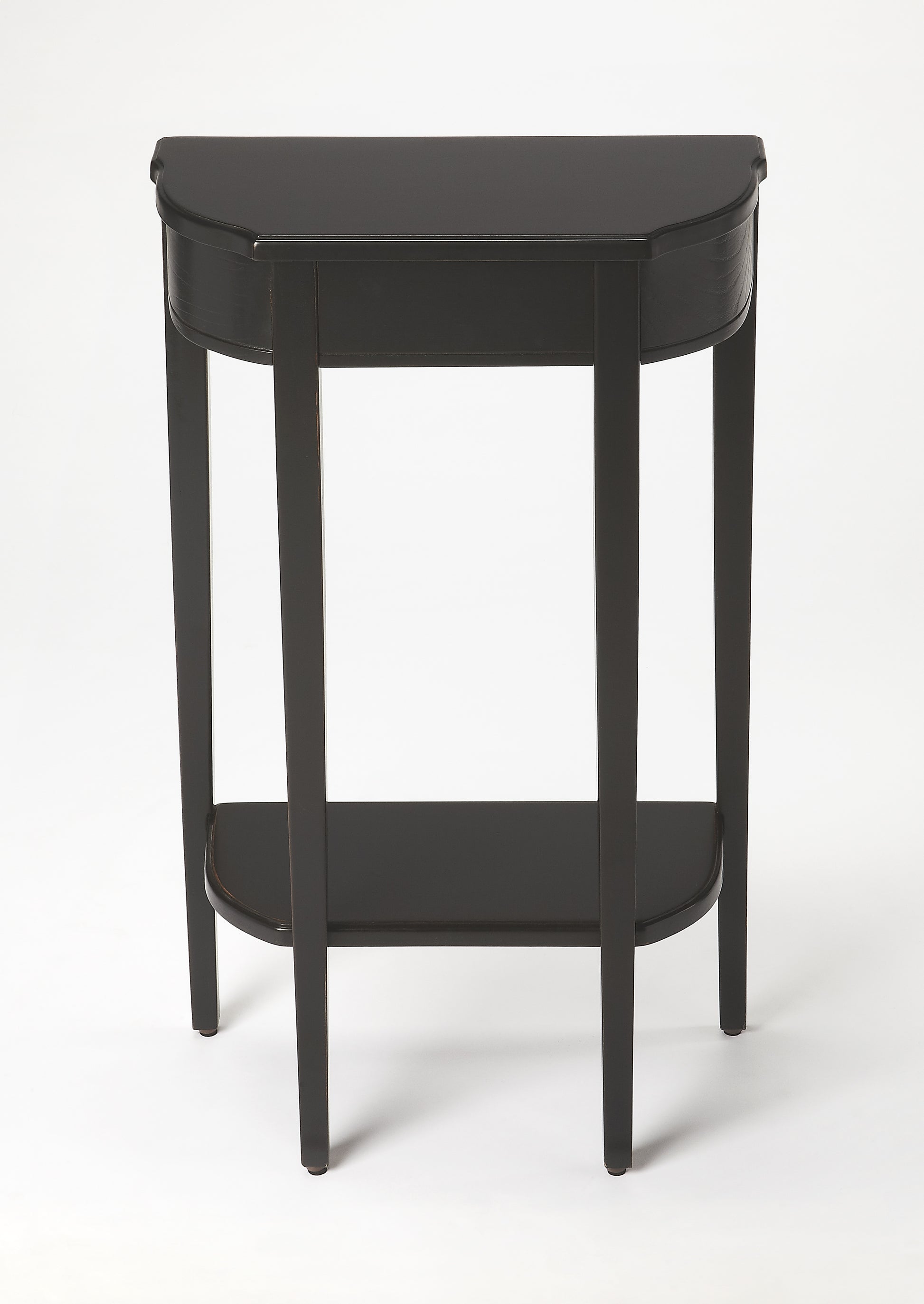 Butler Specialty Company Wendell 17.5 in. W Demilune Wood Console Table with Lower Open Shelf, Black
