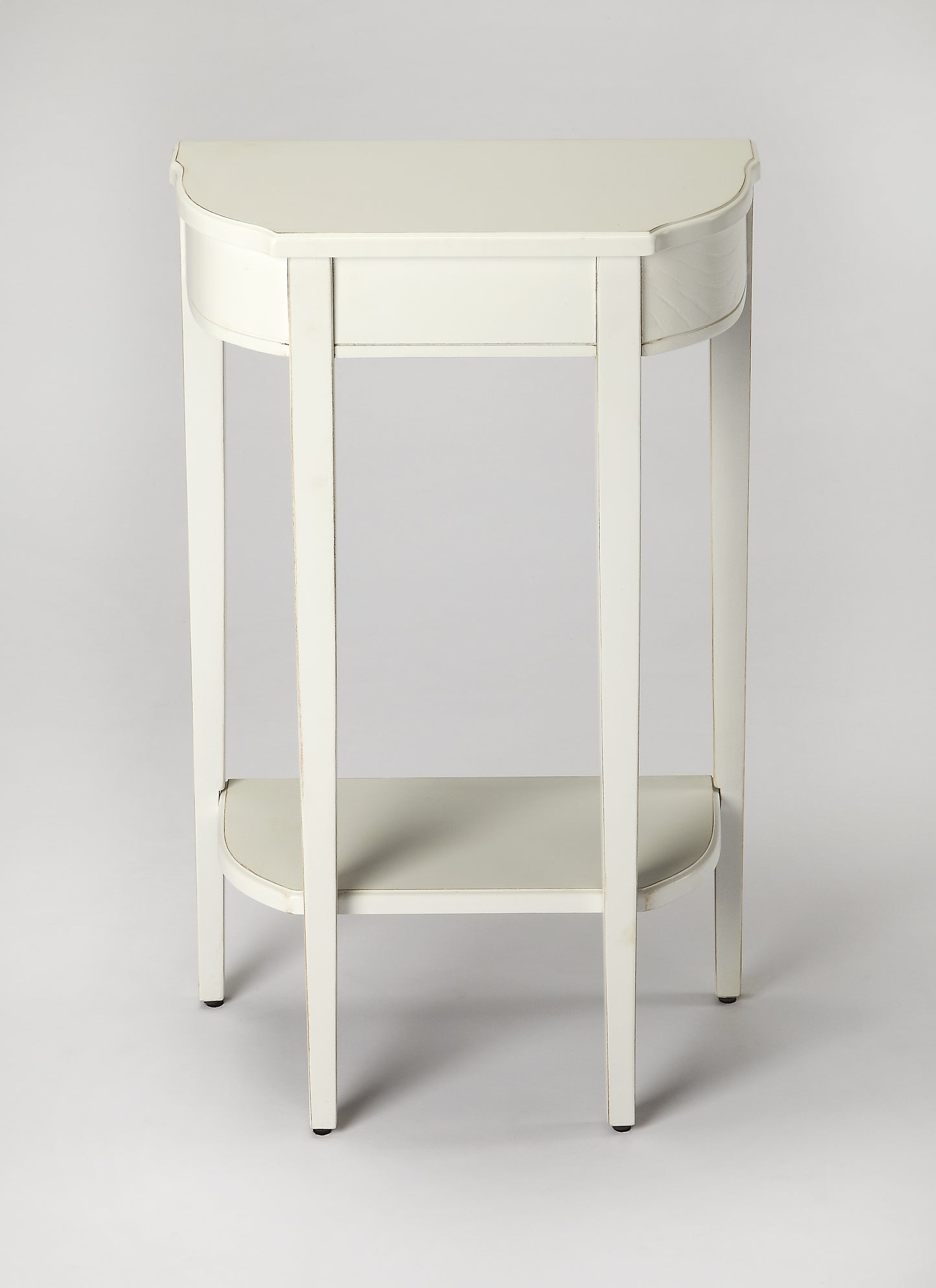 Butler Specialty Company Wendell 17.5 in. W Demilune Wood Console Table with Lower Open Shelf, White