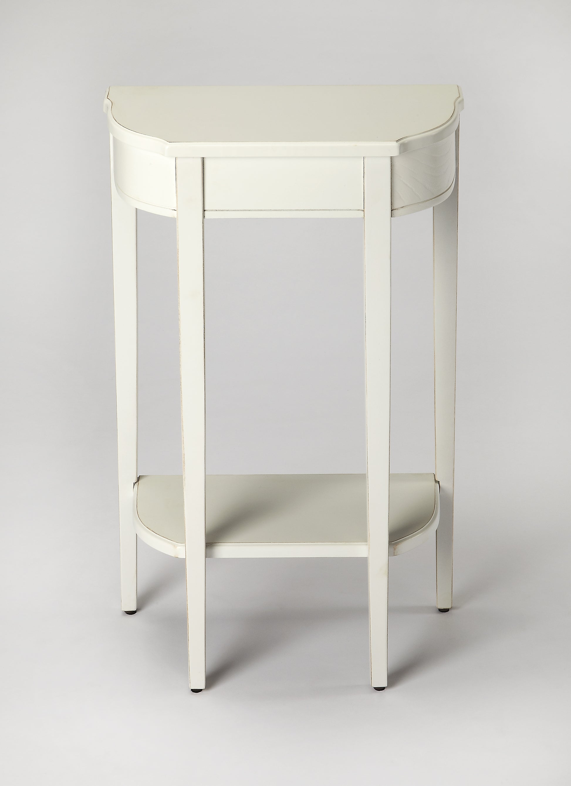 Butler Specialty Company Wendell 17.5 in. W Demilune Wood Console Table with Lower Open Shelf, White