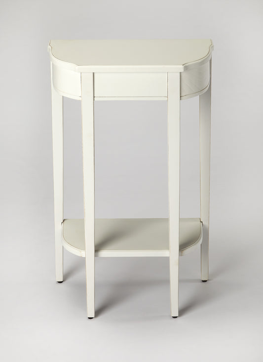 Butler Specialty Company Wendell 17.5 in. W Demilune Wood Console Table with Lower Open Shelf, White