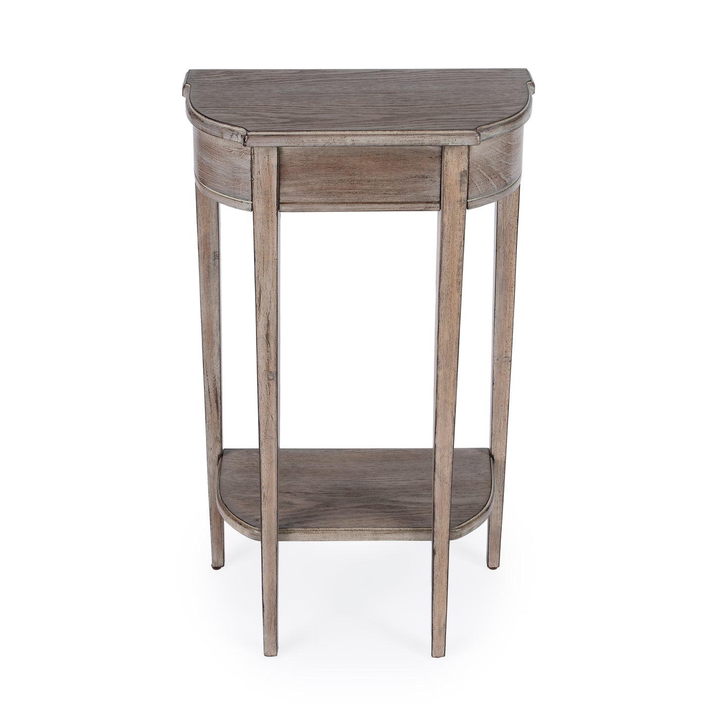 Butler Specialty Company Wendell 17.5 in. W Demilune Wood Console Table with Lower Open Shelf, Gray