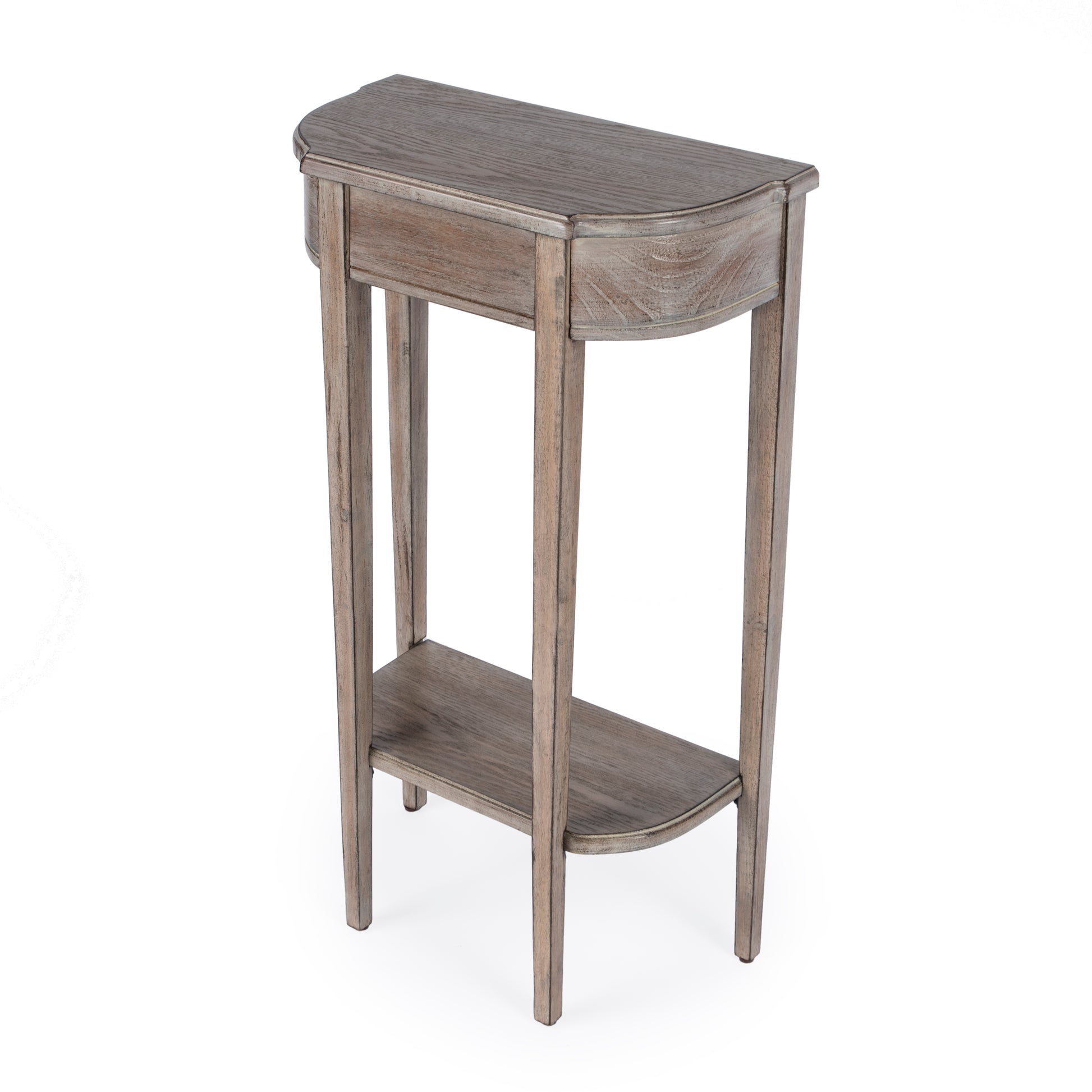 Butler Specialty Company Wendell 17.5 in. W Demilune Wood Console Table with Lower Open Shelf, Gray