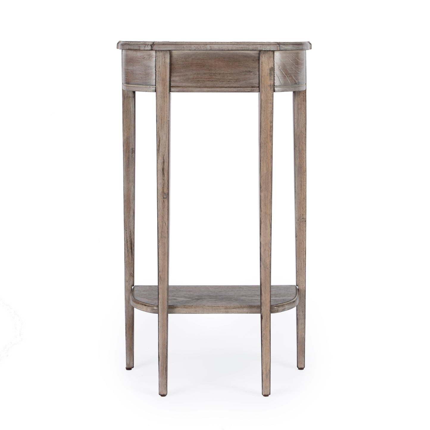 Butler Specialty Company Wendell 17.5 in. W Demilune Wood Console Table with Lower Open Shelf, Gray