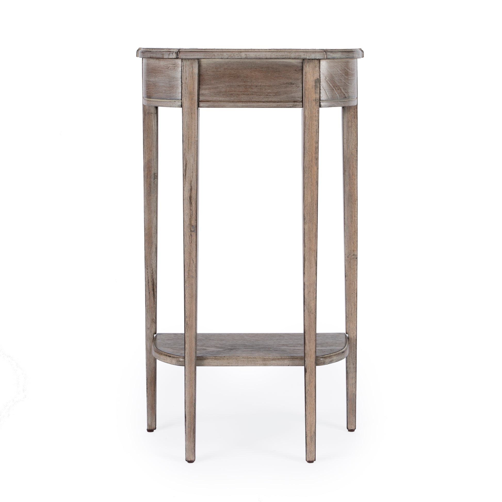 Butler Specialty Company Wendell 17.5 in. W Demilune Wood Console Table with Lower Open Shelf, Gray