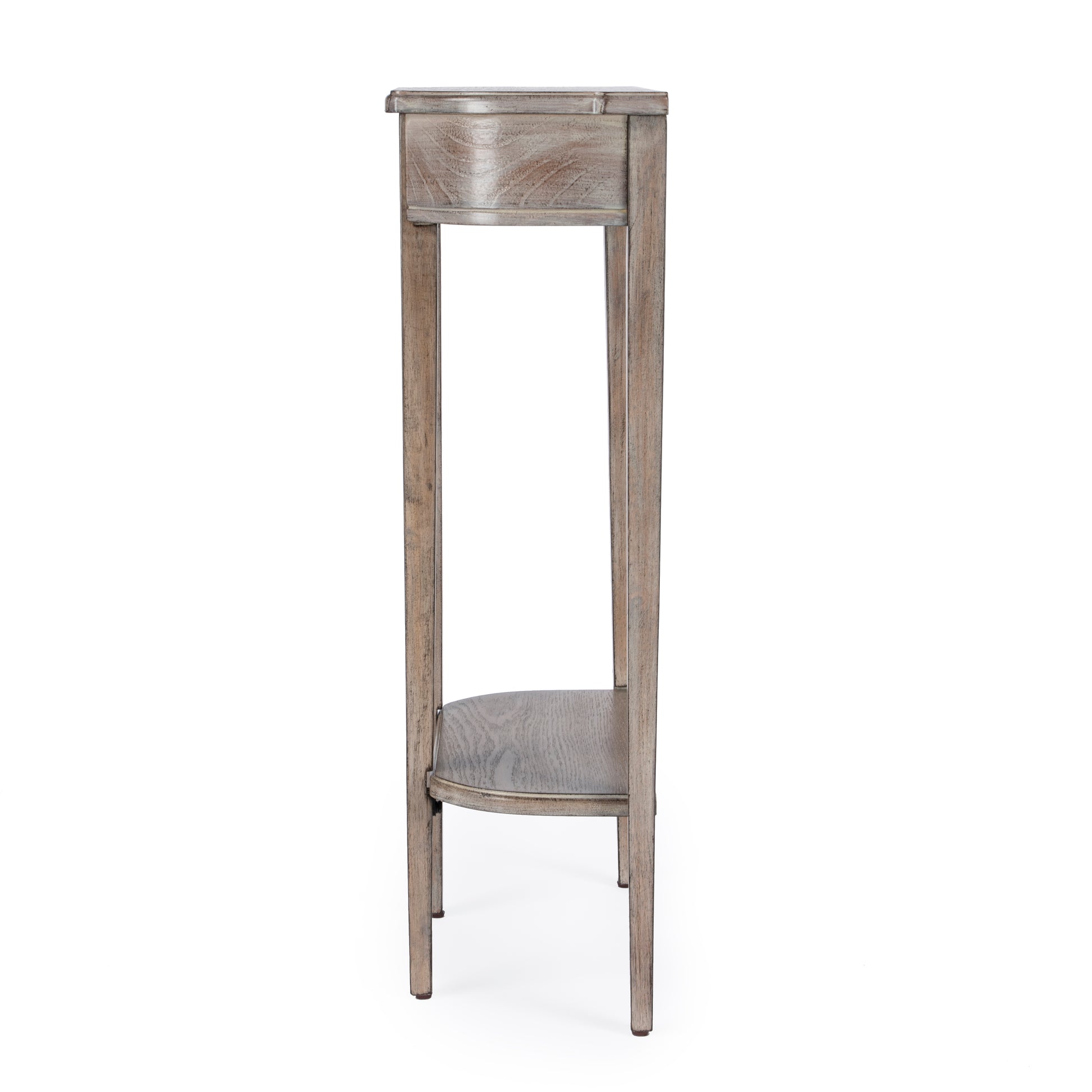 Butler Specialty Company Wendell 17.5 in. W Demilune Wood Console Table with Lower Open Shelf, Gray